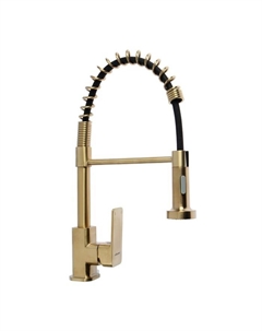 Смеситель для кухни Accoona A44126AW, однорычажный, гибкий излив, 2 режима, высокий, золото