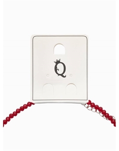 Чокер из бисера «Хрусталь» сердце, красный в серебре, 36 см + 5 см доп, цепочка Qf