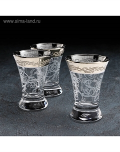 Рюмки «Флора», 60 мл, с гравировкой и напылением, 3 шт., стекло, прозрачный Gidglass