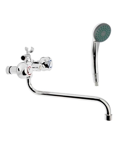 Смеситель для ванны Accoona A87177, двухвентильный, с душевым набором, силумин, хром