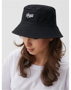 Панама двусторонняя с надписями, чёрная, размер 58 Minaku