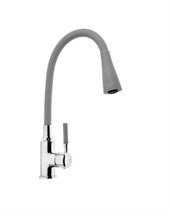 Смеситель для кухни Accoona A9890T-1, однорычажный, силиконовый излив, серый/хром