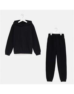 Костюм детский (худи, брюки), чёрный, рост 152 см Minaku