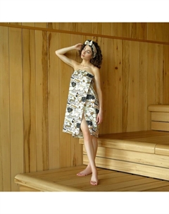 Набор для сауны "Девичник" парео с бантиком+полотенце 80х150 см+повязка,100% хл Этель