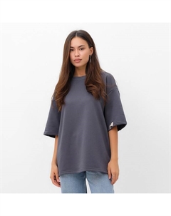 Футболка с нашивкой женская Base, графит, размер 42 Mist