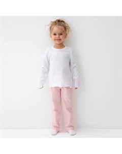 Пижама для девочки (кофта и брюки), цвет белый/розовый, рост 104 см Minaku