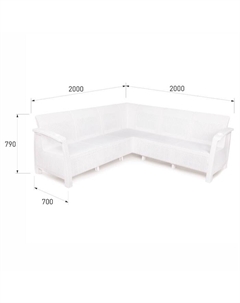 Диван «Ротанг» угловой, 200×200×79 см, белый, с подстаканниками Альтернатива