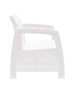 Диван «Ротанг» двухместный, 127×70×79 см, белый, с подстаканниками Альтернатива
