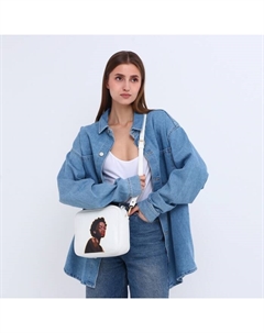 Сумка женская на молнии, 22×8×17 см, с цветным принтом, белая Textura