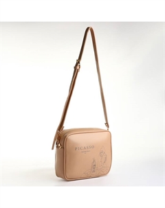 Сумка женская кросс-боди на молнии, 22×8×17 см, с принтом, бежевая Textura