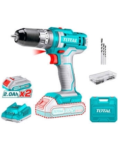 Ударная дрель-шуруповерт TIDLI201452 (с 2-мя АКБ, кейс, набор оснастки) Total