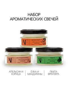 Набор из 3 шт ароматических свечей (апельсин-корица, елка и мандарины, пихта Фрейзера) Art feel