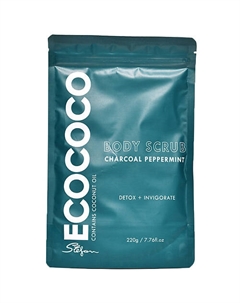 Скраб для тела для детокса и бодрости Уголь и Мята Body Scrub Charcoal Peppermint 220 Ecococo