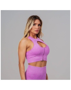 Топ спортивный на молнии женский, размер S, розовый Onlytop