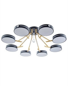 Люстра «Антеко» 8х LED 208 Вт 3000-6000К черно-золотой 90×90×27 см Bayerlux