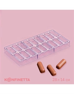 Форма для шоколада и конфет «Батончик», 28×14 см, 18 ячеек, цвет прозрачный Konfinetta