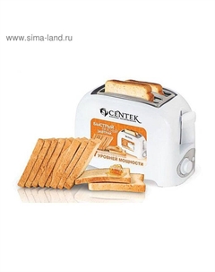 Тостер Centek CT-1420, 750 Вт, 7 уровней мощности, теплоизолирован. корпус, белый