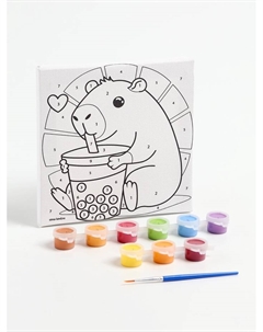 Картина по номерам «Капибара с коктейлем» 15×15 см Школа талантов