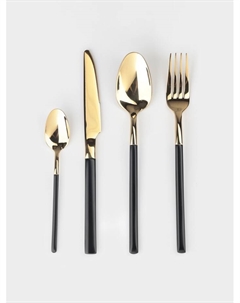 Столовые приборы «Версаль», 4 предмета, нержавеющая сталь, золотистые, чёрные Magistro