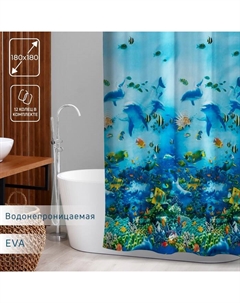Штора для ванны «Морская», 180×180 см, EVA Доляна