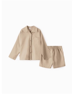 Комплект (рубашка и шорты) для девочки, бежевый, рост 146 см Minaku