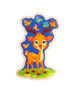 Фигурный пазл в рамке «Оленёнок» 35 деталей Турбо детки