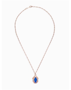 Гарнитур 3 предмета: серьги, кулон, кольцо безразмерное «Эдель» ажурный овал, цвет син в золоте, 45 см Qf