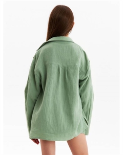 Рубашка из муслина для девочек, рост 134 см, зелёная Kaftan