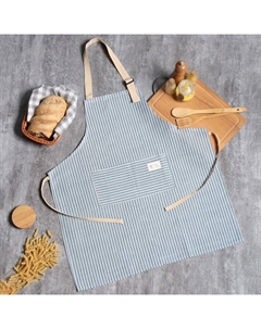 Фартук с карманом, синий, 70×65±4 см, 100% хлопок, рогожка Доляна