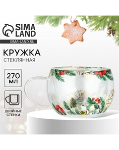 Кружка новогодняя стеклянная с двойными стенками «Зимние истории», 270 мл Дорого внимание