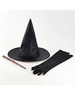 Карнавальный набор «Лунная ведьма»: плащ 120 см, шляпа, перчатки, палочка Волшебная маска