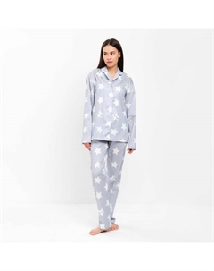 Пижама женская (рубашка, брюки) «Звезды», размер 40-42, серая Kaftan
