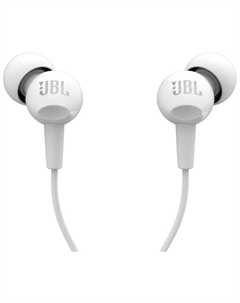 Наушники JBL С100SI, вакуумные, проводные, 1.2 м, Jack 3.5 мм, микрофон, 100дБ, 16 Ом, белые Jbl