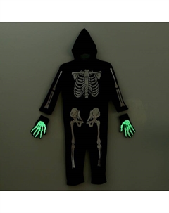 Карнавальный костюм «Жуткий скелет»: комбинезон, перчатки, грим, р. 104–110 см Волшебная маска
