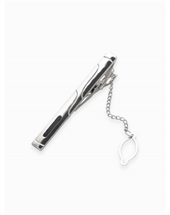 Набор мужской медный «Запонки + Зажим для галстука» прямоугольник с эмалью, чёрно-серебристый Qf