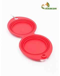 Миска силиконовая двойная, складная, красная Пижон