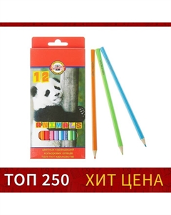 Карандаши 12 цветов 3552, «Животные», европодвес Koh-i-noor