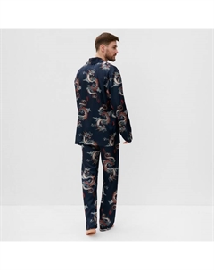 Пижама мужская (рубашка и брюки) "Дракон" размер 52, синий Kaftan