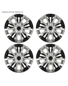 Колпаки колесные R=14 «ЛИОН», серебристо-черный карбон, набор 4 шт. Torso