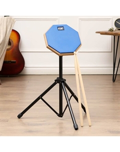 Набор барабанщика : пэд 8 дюймов, стойка, барабанные палочки, синий Music life