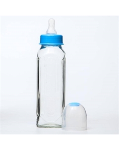Бутылочка для кормления, классическое горло, средний поток, от +0 мес., 240 мл., стеклянная, МИКС Крошка я