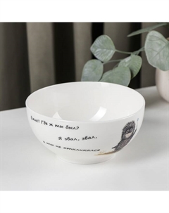 Салатник «Ёжик в тумане», 610 мл, d=14 см, фарфор, белый Quinsberry