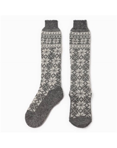 Гольфы (получулки) женские шерстяные «Снежинка белая», цвет серый, размер 23 Стильная шерсть