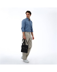 Сумка планшет мужская на молнии, наружный карман, 23×5×28 см, чёрная Textura