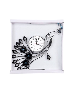 Часы настенные, серия: Ажур,"Павлин со стразами", плавный ход, d-15 см, 46 х 47.5 см Quartz