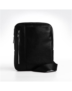 Сумка кросс-боди мужская, на молнии, 2 наружных кармана, 17×4×30 см, чёрная Textura