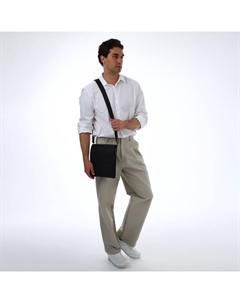 Сумка планшет мужская, 2 отдела на молнии, наружный карман, 22×4×26 см, чёрная Textura