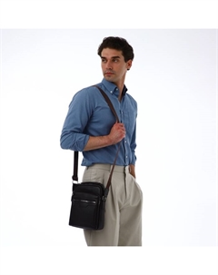 Сумка кросс-боди мужская, на молнии, 3 наружных кармана, 21×8×24 см, коричневая Textura