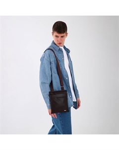 Сумка планшет мужская на молнии, наружный карман, 22×1×25 см, коричневая Textura