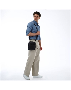 Сумка кросс-боди мужская, на молнии, 2 наружных кармана, 17×4×24 см, чёрная Textura